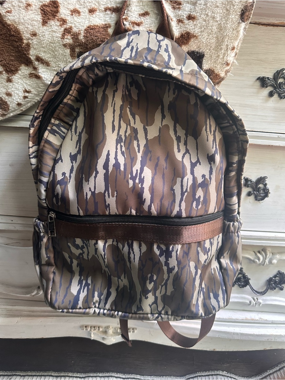 Bottomland Camouflage Print Brown & Green Backpack